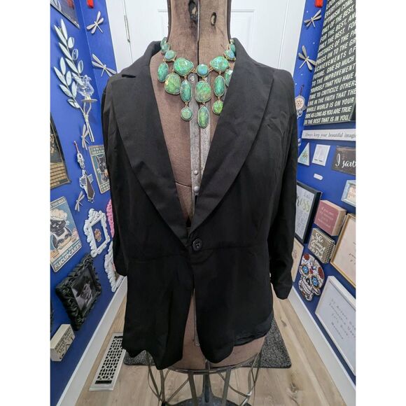 Sz 2XL Vanity 3/4 Sleeve Blazer w/ Ruffle Hem - Picture 6 of 15